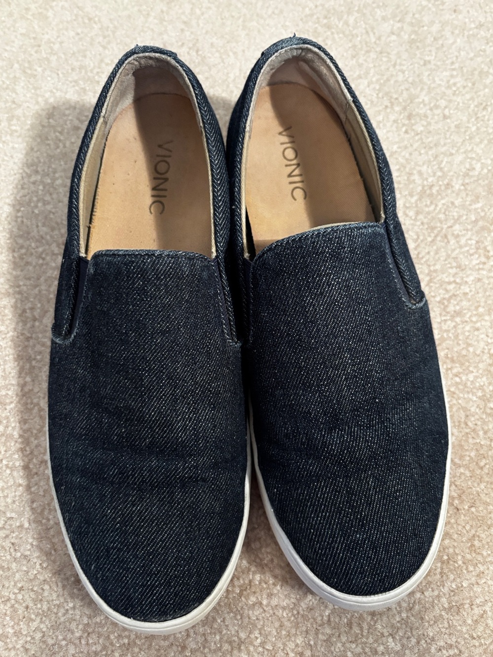 Vionic Beach Malibu Dark Denim Slip-On Sneakers Women’s 8.5M Orthotic Comfort